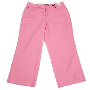 NWT Judy Blue Jeans Womens Size 18W Pink Wide Leg Cropped Stretch Garment Dyed